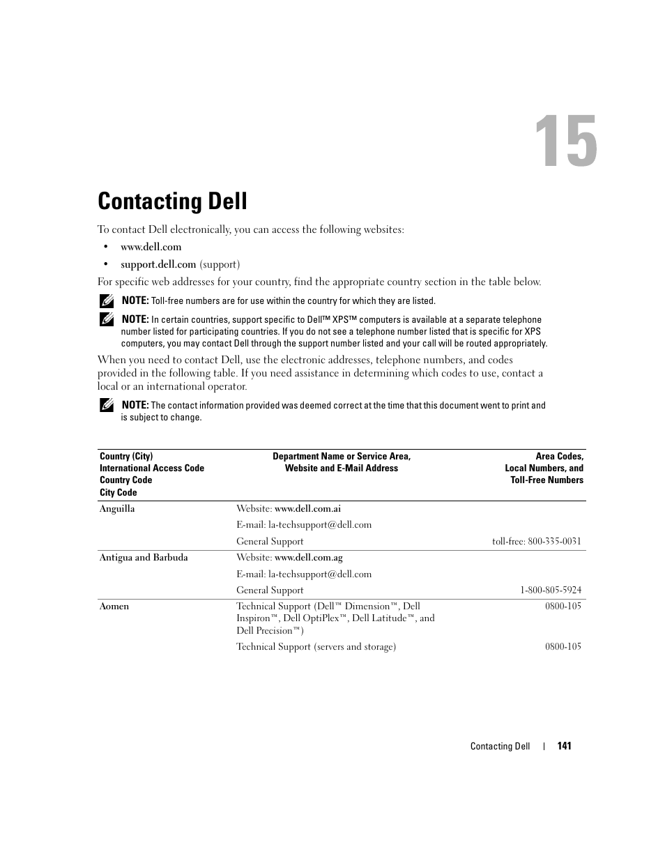 Contacting dell, Ently failed. contact dell. see "contacting, See "contacting dell" on | Dell XPS M1210 (MXC062, Mid 2006) User Manual | Page 141 / 192