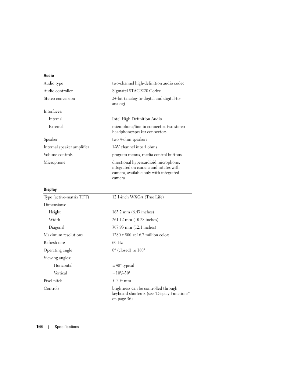Dell XPS M1210 (MXC062, Mid 2006) User Manual | Page 166 / 192