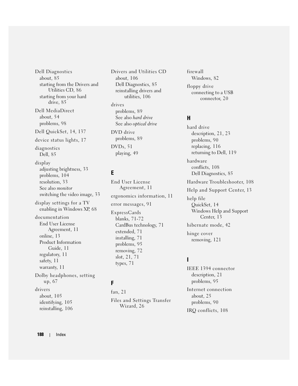 Dell XPS M1210 (MXC062, Mid 2006) User Manual | Page 188 / 192