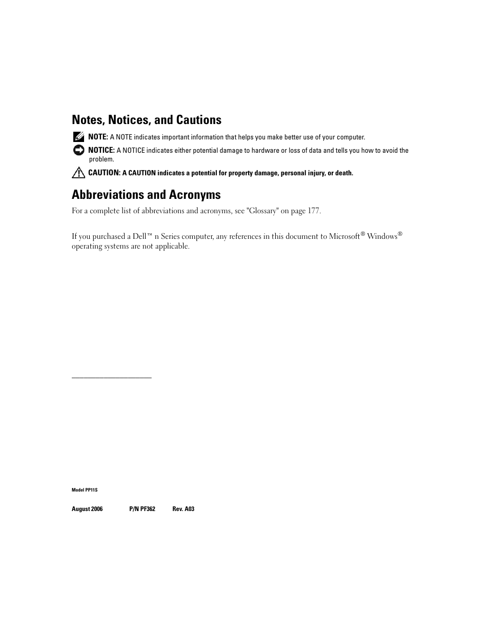 Abbreviations and acronyms | Dell XPS M1210 (MXC062, Mid 2006) User Manual | Page 2 / 192