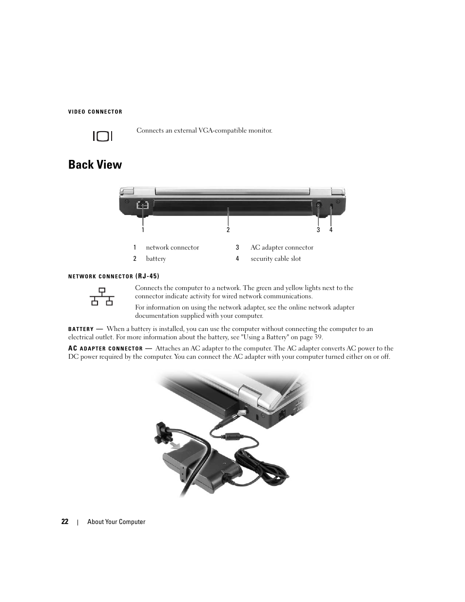 Back view | Dell XPS M1210 (MXC062, Mid 2006) User Manual | Page 22 / 192