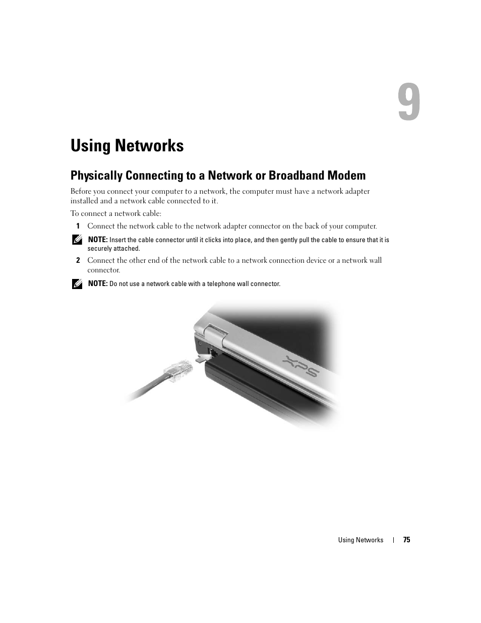 Using networks | Dell XPS M1210 (MXC062, Mid 2006) User Manual | Page 75 / 192