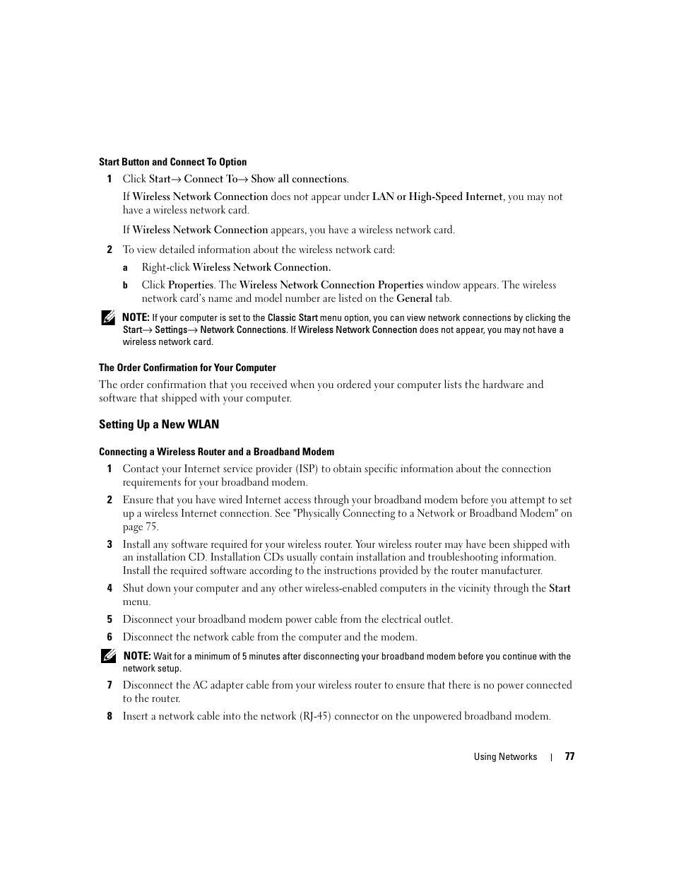 Setting up a new wlan | Dell XPS M1210 (MXC062, Mid 2006) User Manual | Page 77 / 192