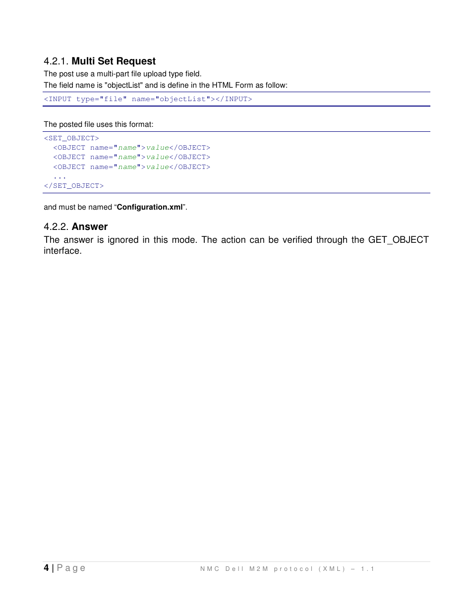 Multi set request, Answer | Dell UPS 4200R User Manual | Page 6 / 13