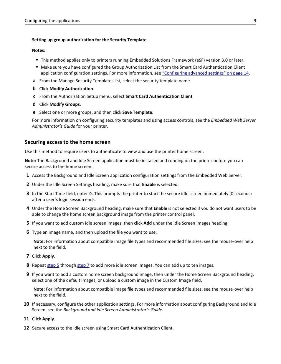 Securing access to the home screen | Dell B3460dn Mono Laser Printer User Manual | Page 9 / 52