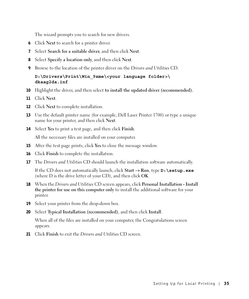 Dell 1700/n Mono Laser Printer User Manual | Page 35 / 102