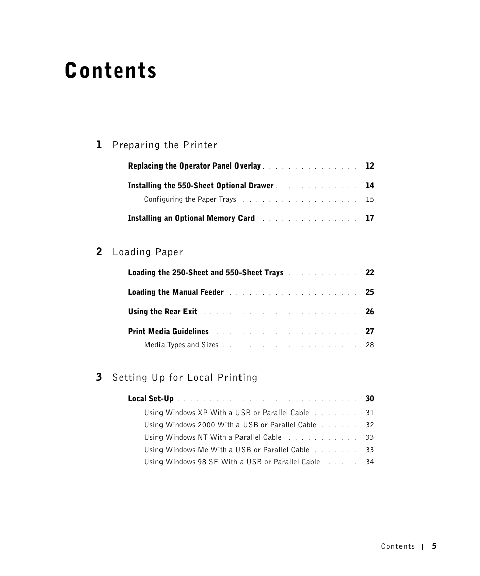 Dell 1700/n Mono Laser Printer User Manual | Page 5 / 102