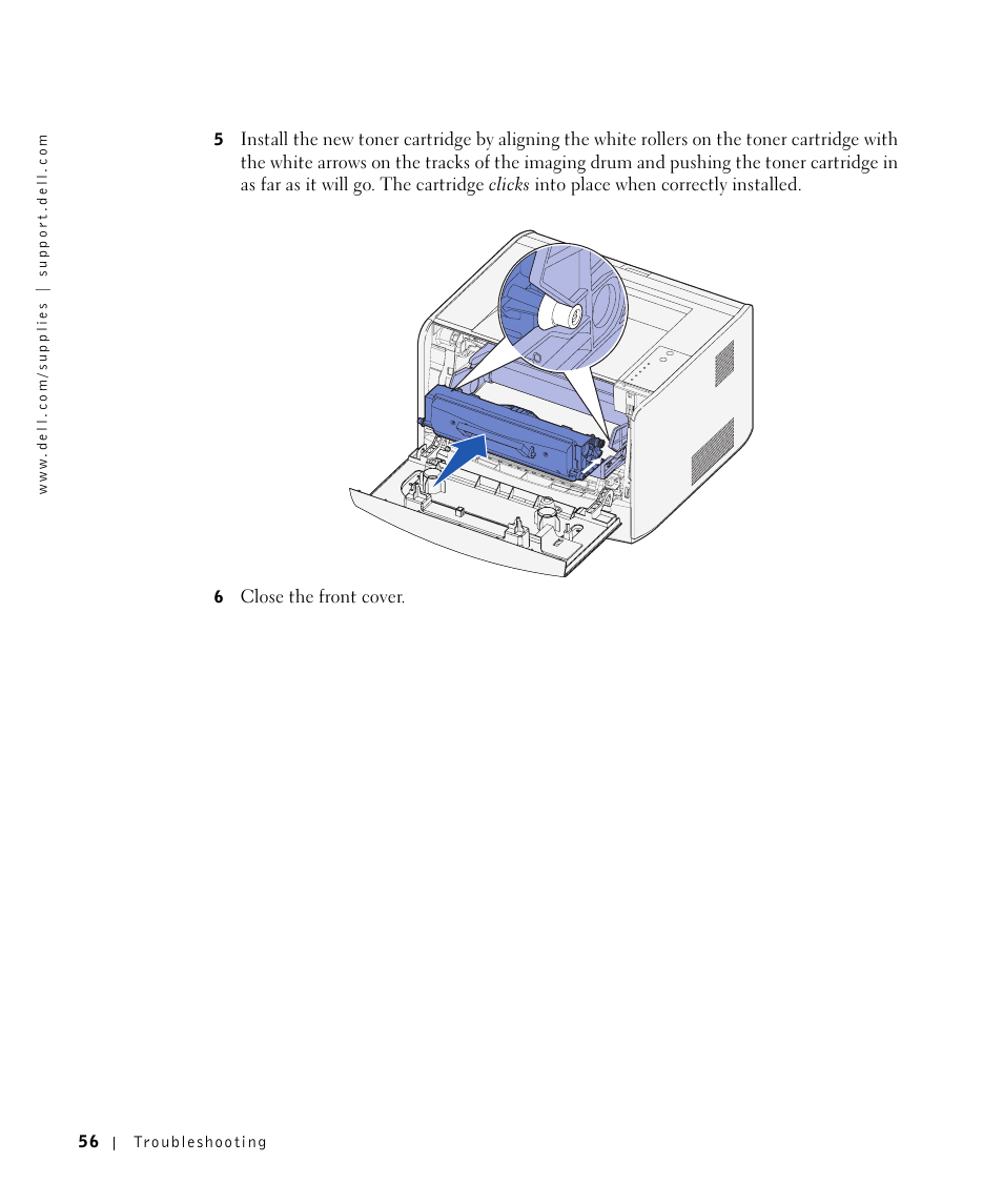 Close the front cover | Dell 1700/n Mono Laser Printer User Manual | Page 56 / 102