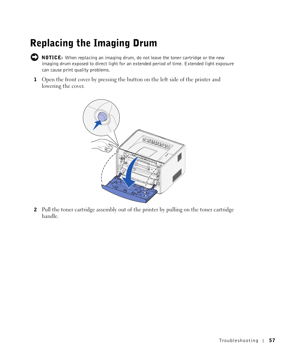 Replacing the imaging drum | Dell 1700/n Mono Laser Printer User Manual | Page 57 / 102