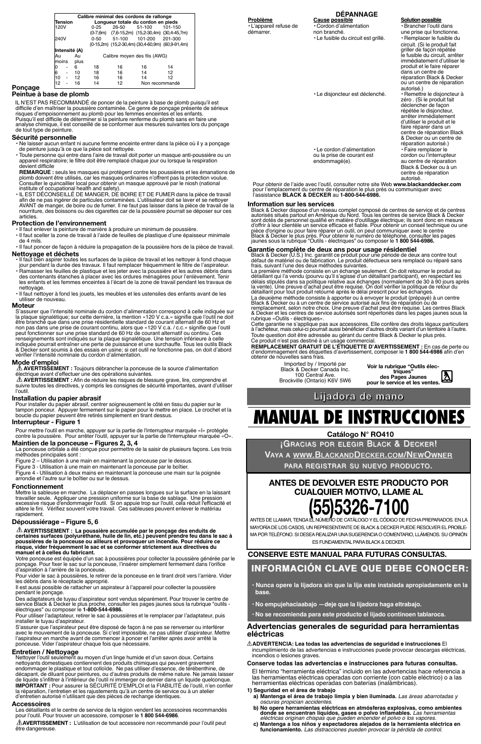Manual de instrucciones, Información cla | Black & Decker RO410 User Manual | Page 4 / 6