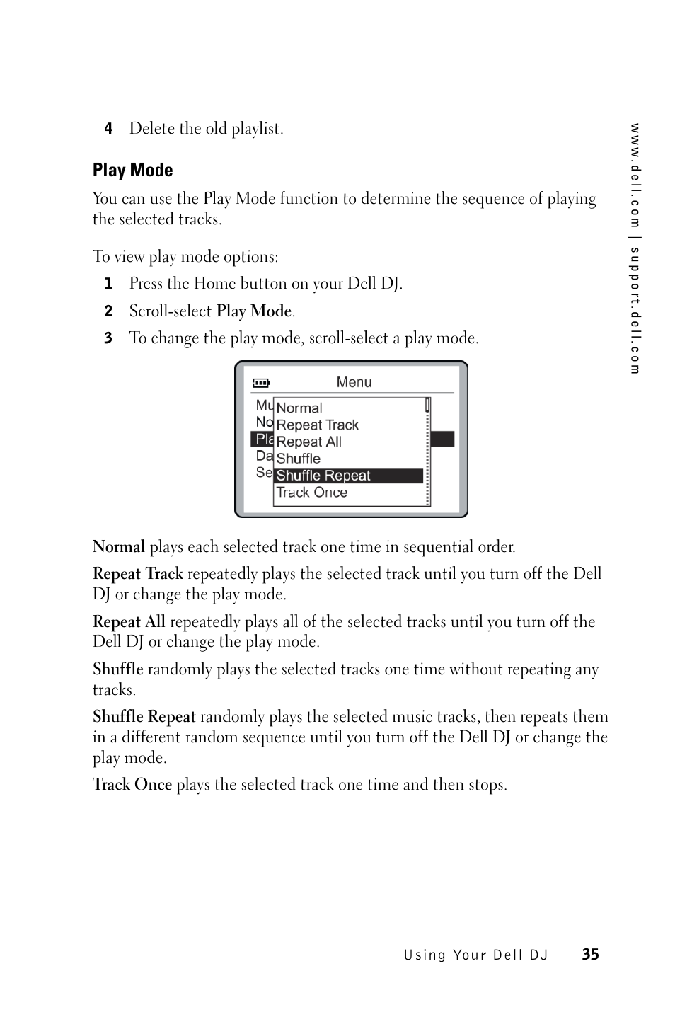 Play mode | Dell DJ 2 User Manual | Page 35 / 55