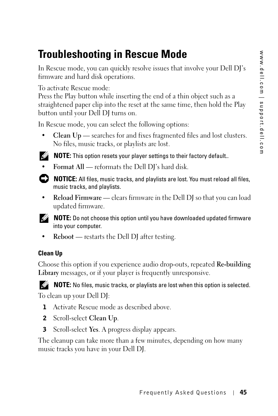 Troubleshooting in rescue mode | Dell DJ 2 User Manual | Page 45 / 55