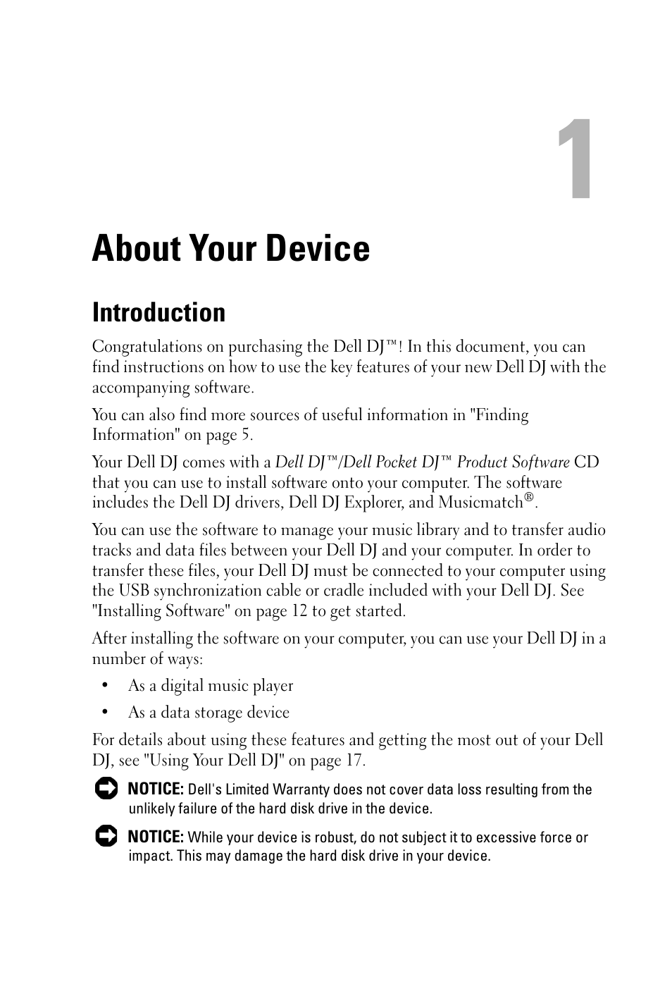 About your device, Introduction | Dell DJ 2 User Manual | Page 6 / 55