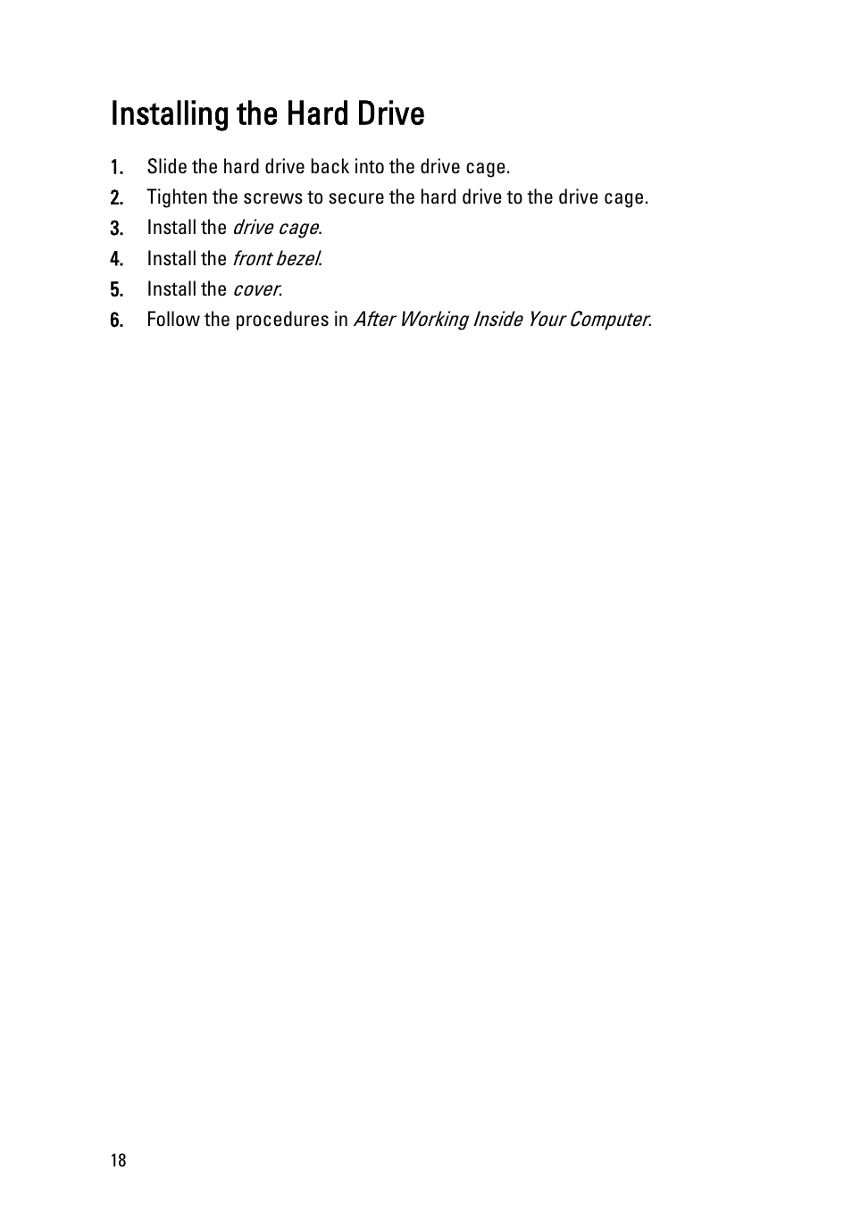 Installing the hard drive | Dell OptiPlex 790 (Early 2011) User Manual | Page 18 / 95