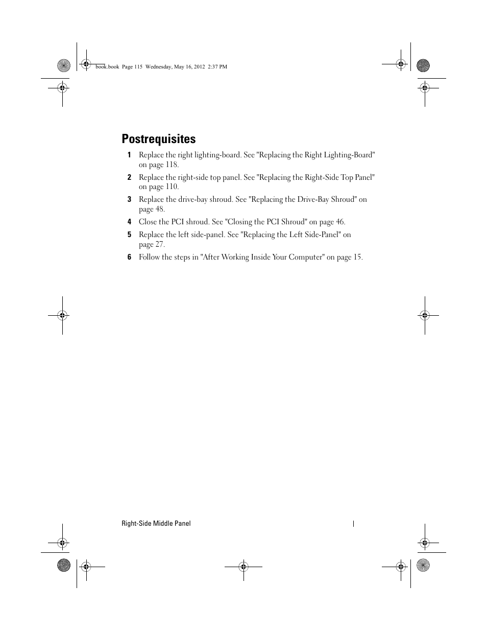 Postrequisites | Dell Alienware Aurora R4 (Late 2011) User Manual | Page 115 / 162