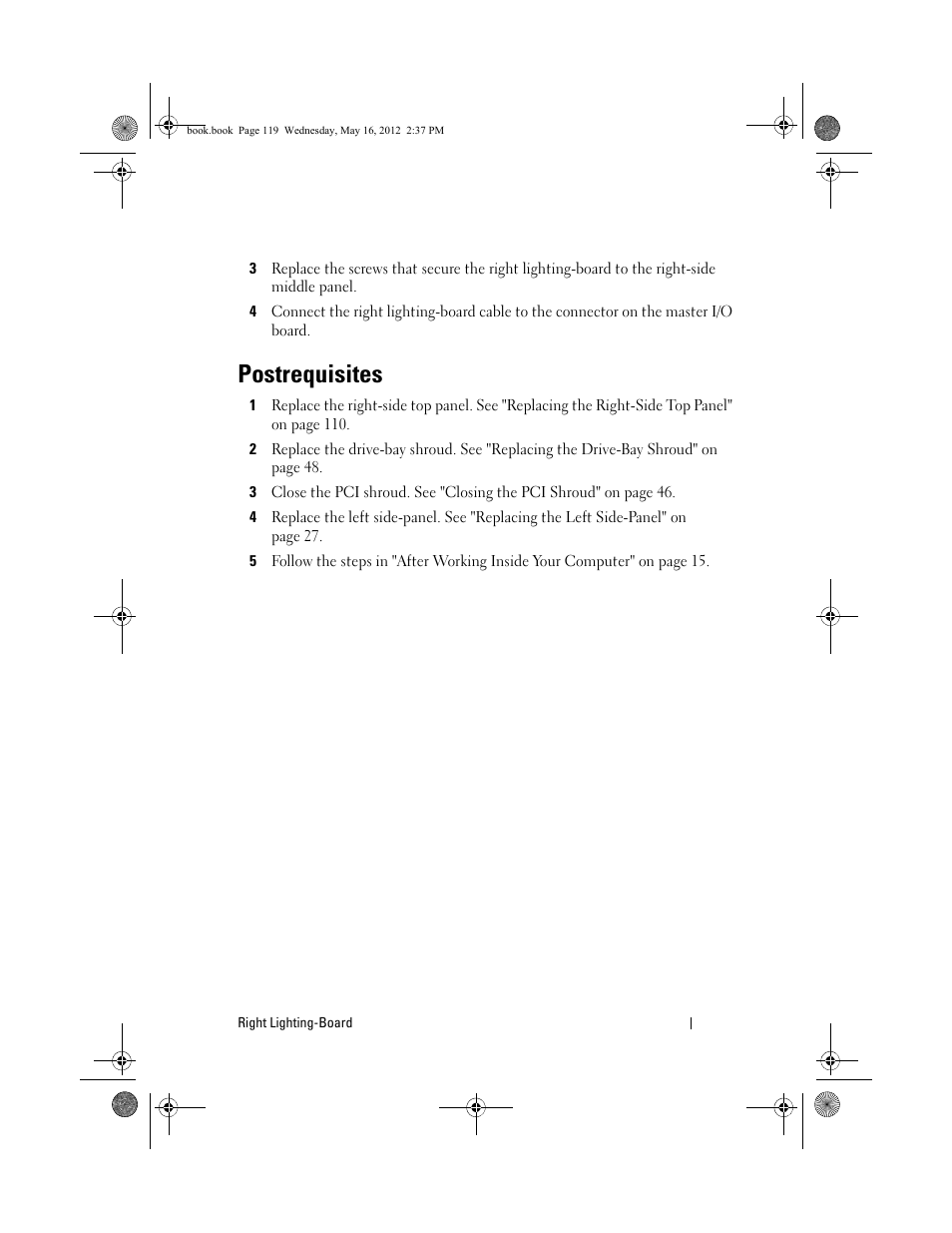 Postrequisites | Dell Alienware Aurora R4 (Late 2011) User Manual | Page 119 / 162
