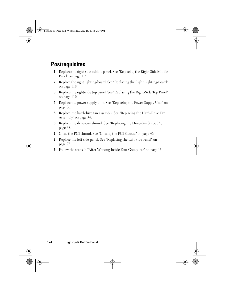 Postrequisites | Dell Alienware Aurora R4 (Late 2011) User Manual | Page 124 / 162