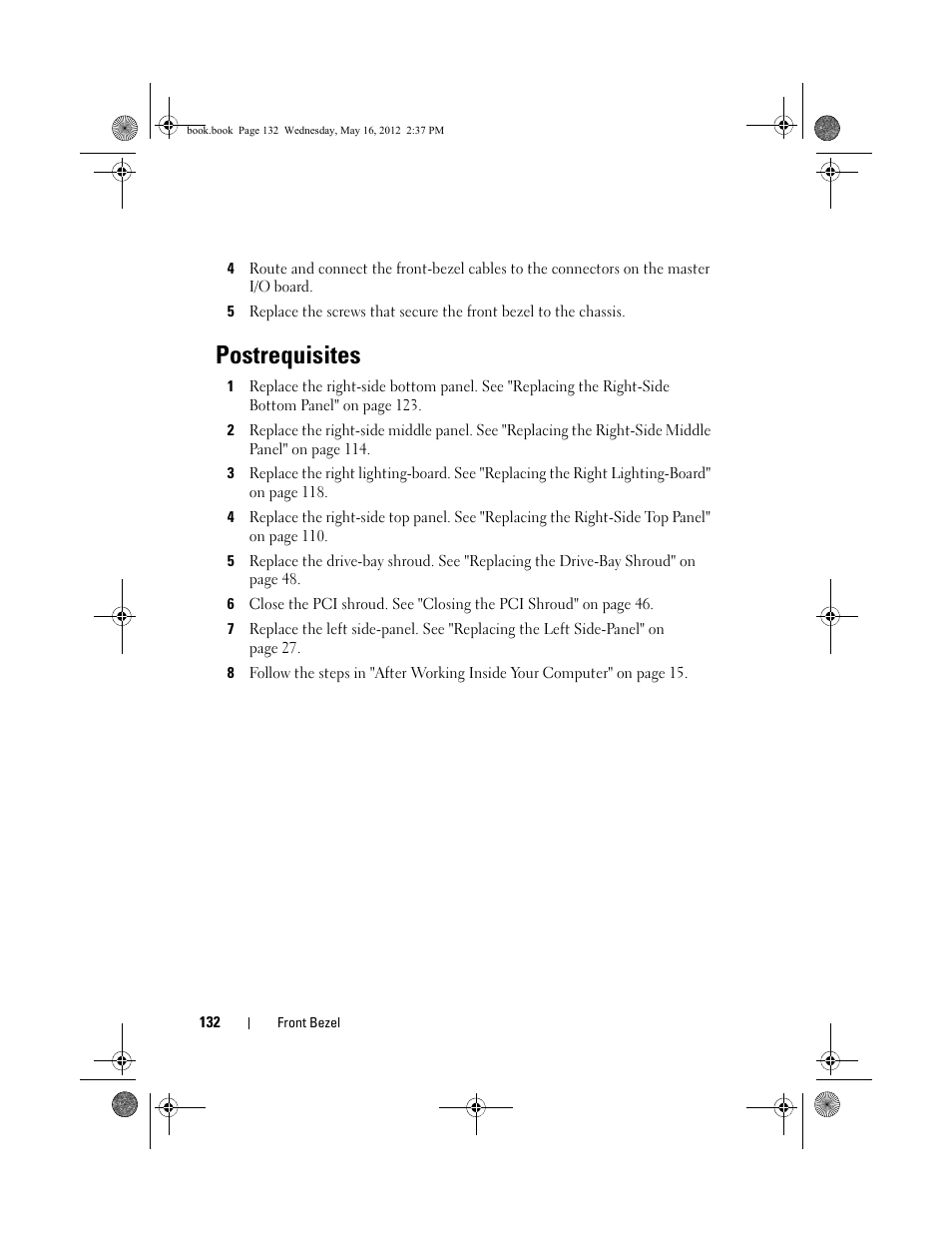 Postrequisites | Dell Alienware Aurora R4 (Late 2011) User Manual | Page 132 / 162