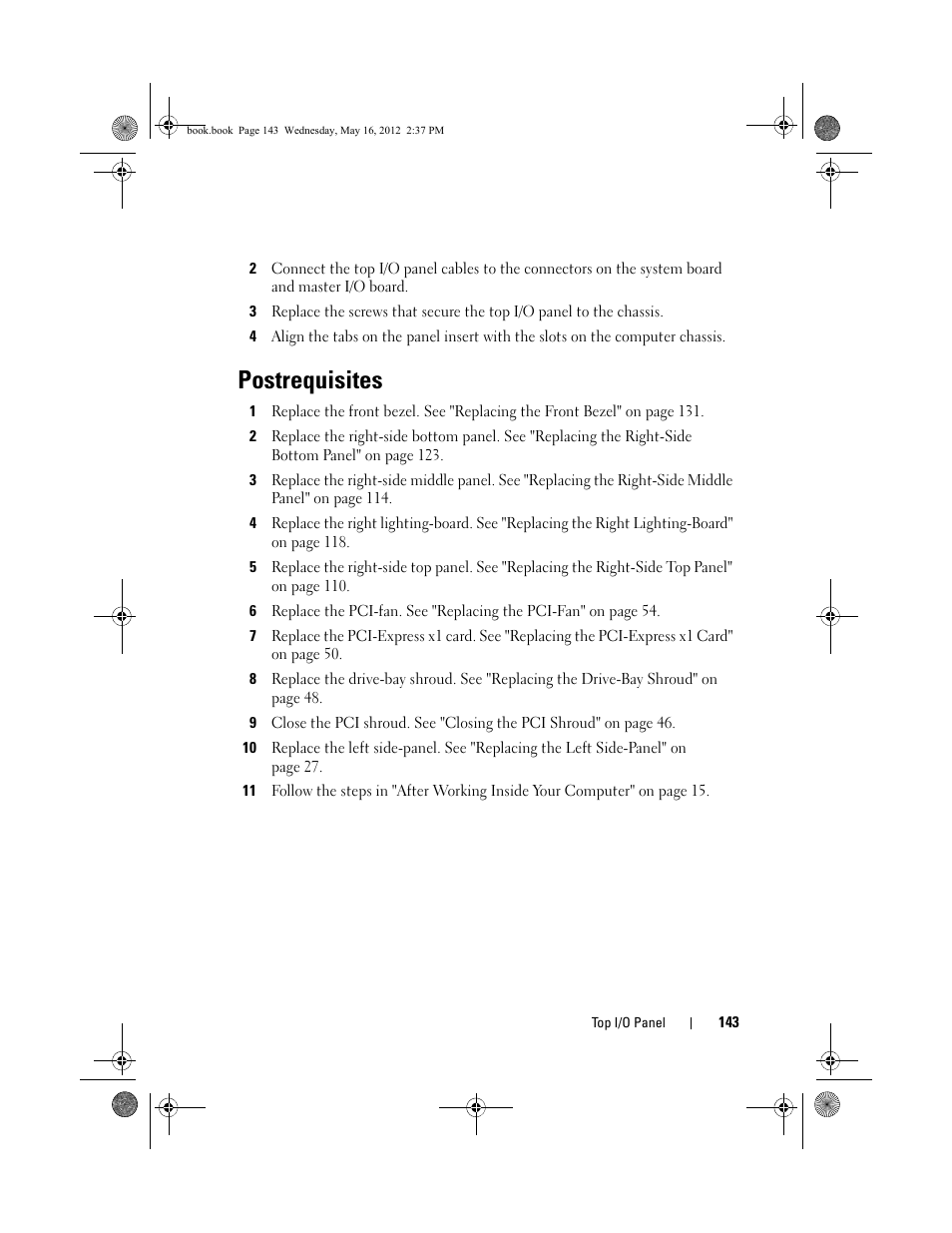 Postrequisites | Dell Alienware Aurora R4 (Late 2011) User Manual | Page 143 / 162
