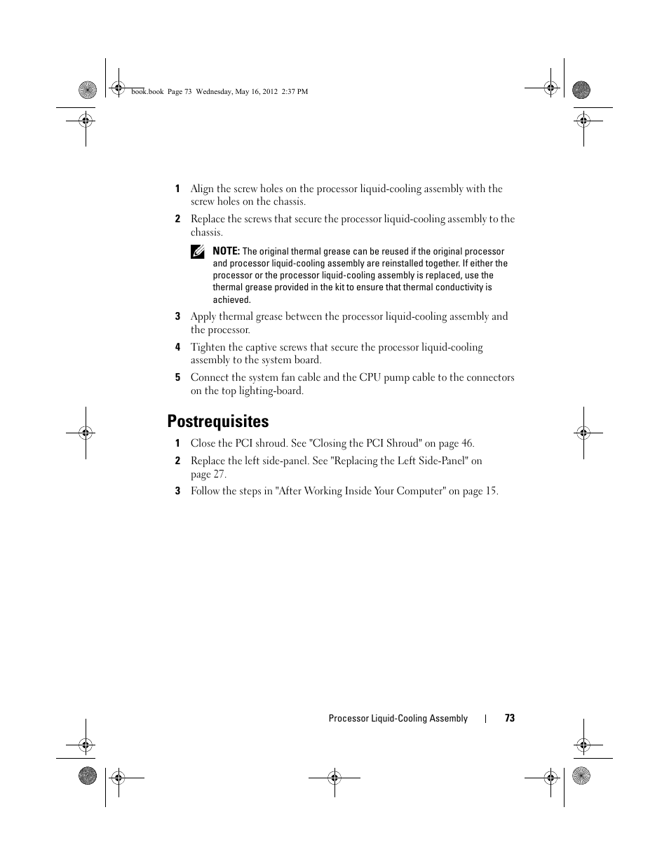 Postrequisites | Dell Alienware Aurora R4 (Late 2011) User Manual | Page 73 / 162