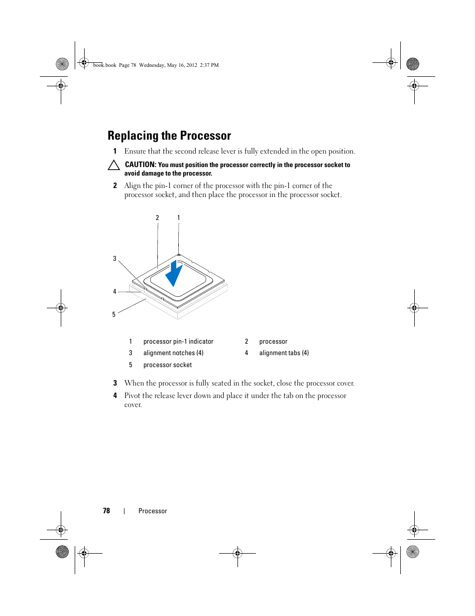 Replacing the processor | Dell Alienware Aurora R4 (Late 2011) User Manual | Page 78 / 162