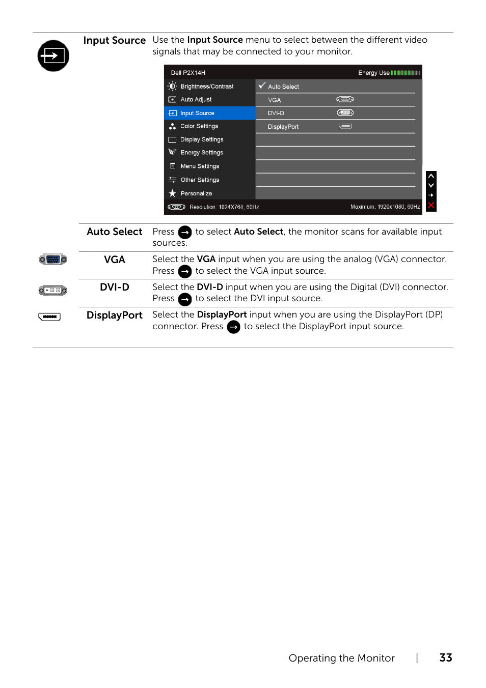 Dell P2214H Monitor User Manual | Page 33 / 54