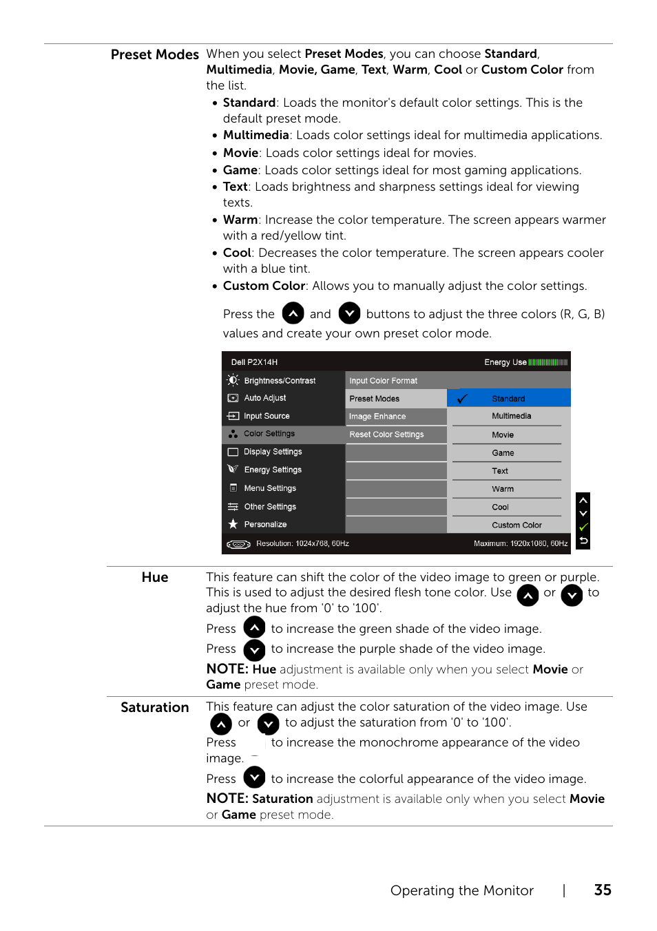 Dell P2214H Monitor User Manual | Page 35 / 54