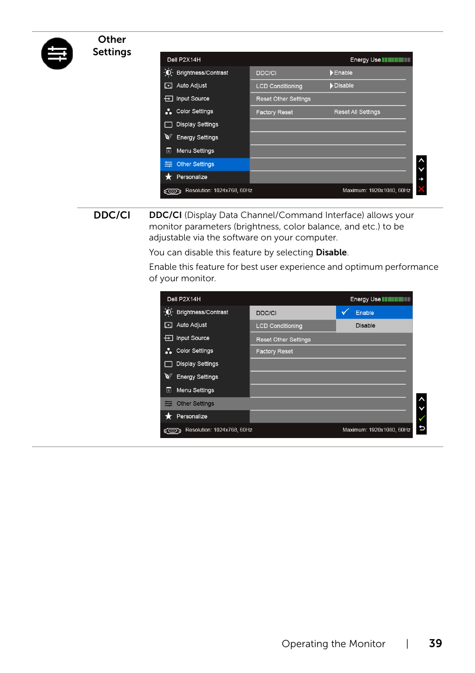 Dell P2214H Monitor User Manual | Page 39 / 54