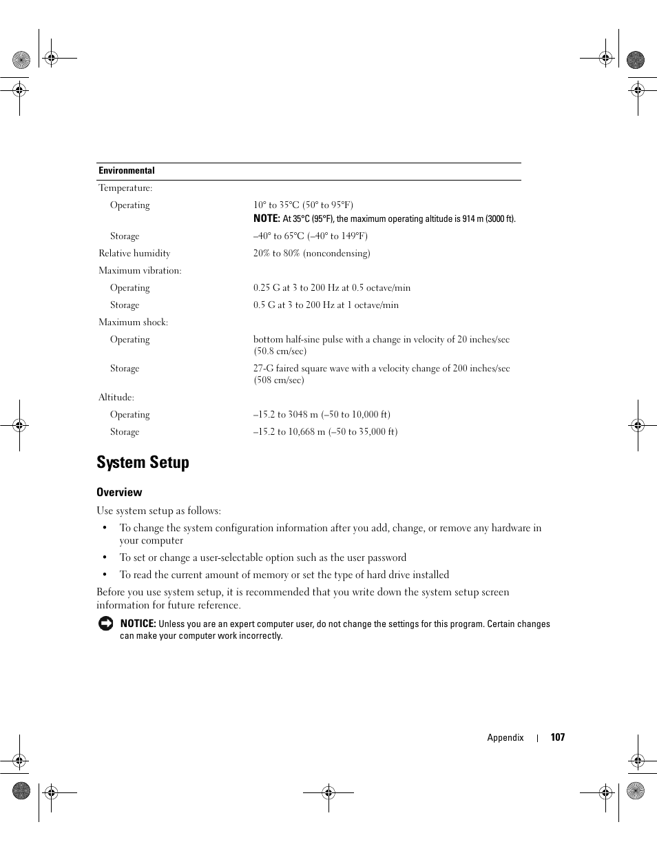 System setup, Overview | Dell Dimension 5150/E510 User Manual | Page 107 / 142