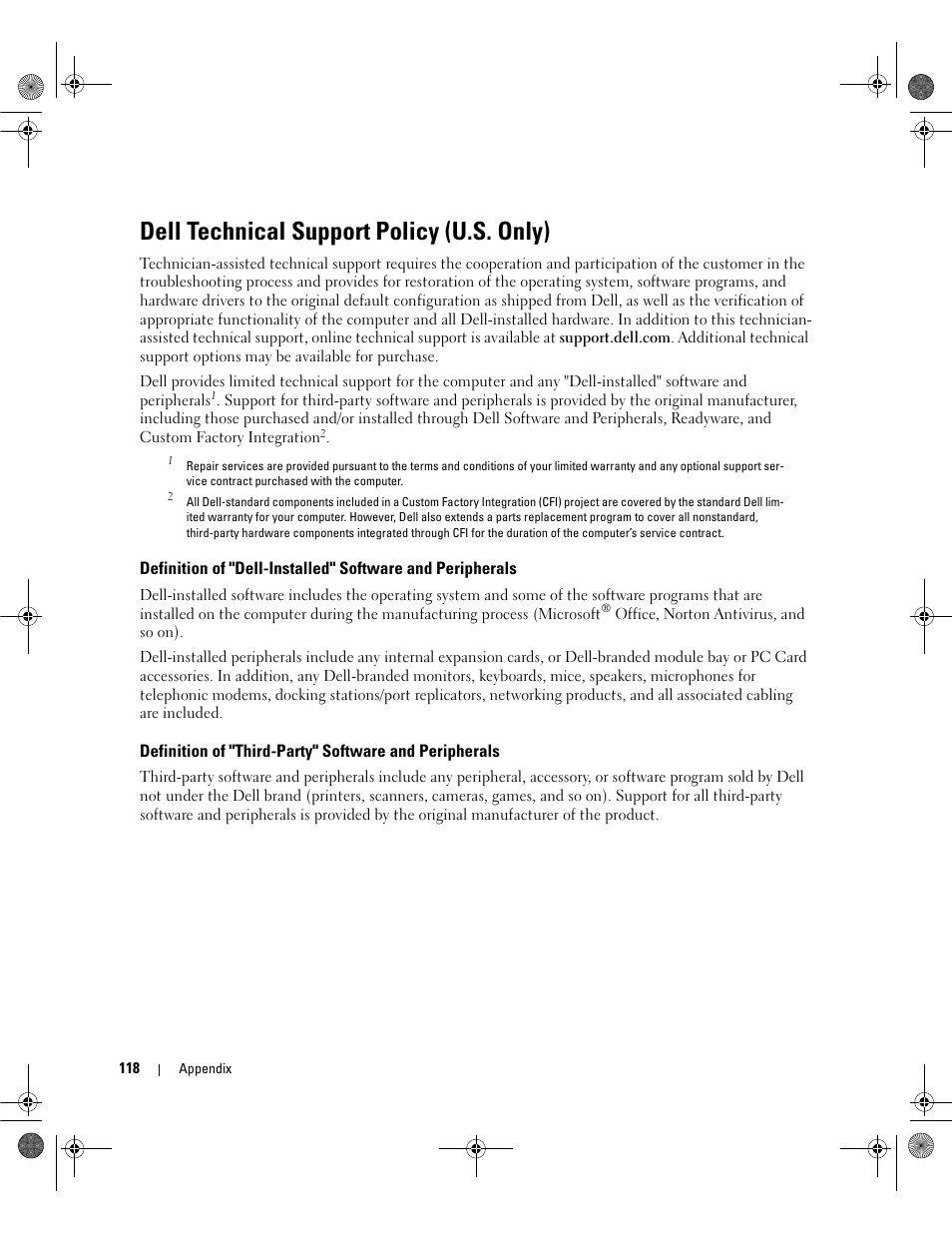 Dell technical support policy (u.s. only) | Dell Dimension 5150/E510 User Manual | Page 118 / 142