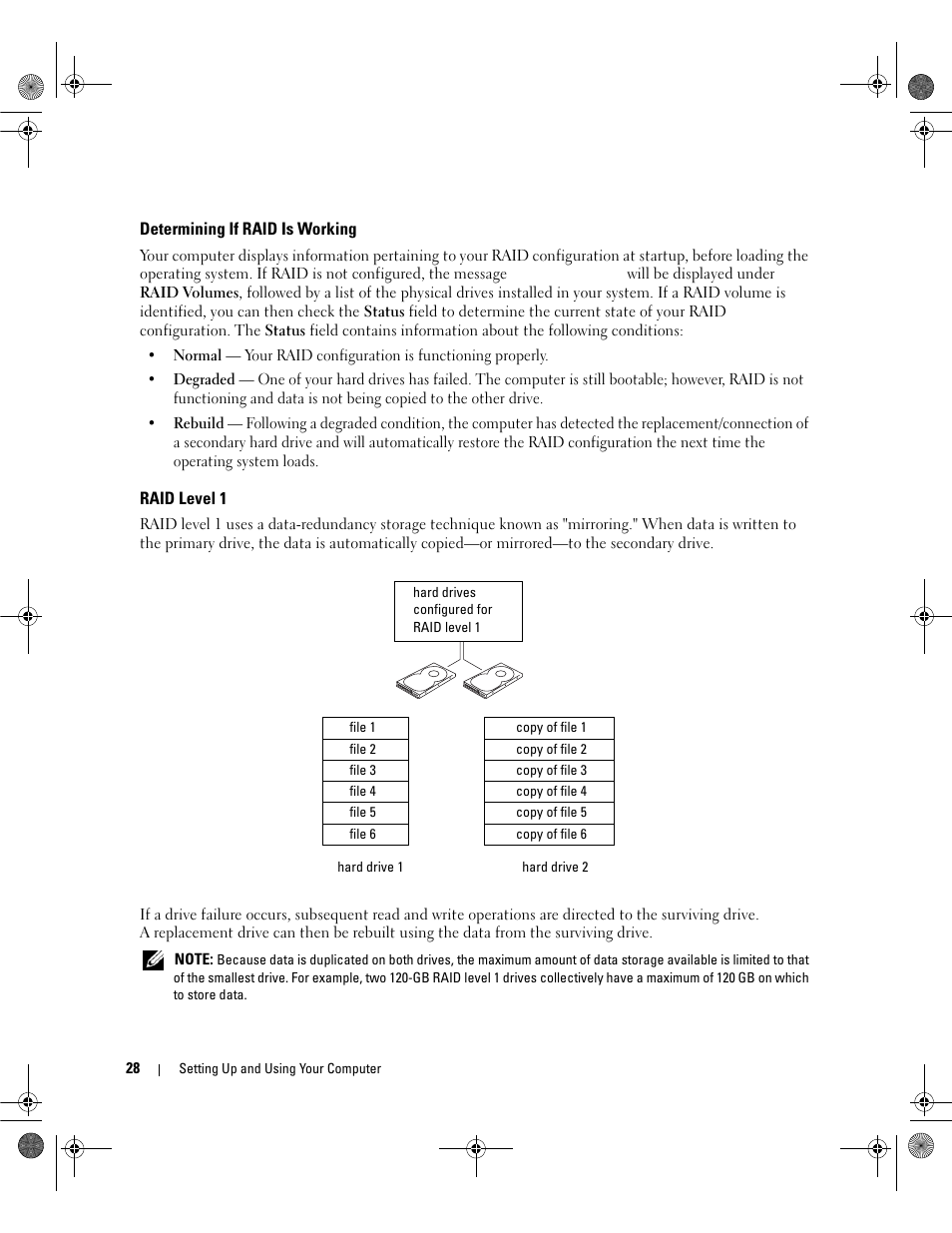 Determining if raid is working, Raid level 1 | Dell Dimension 5150/E510 User Manual | Page 28 / 142