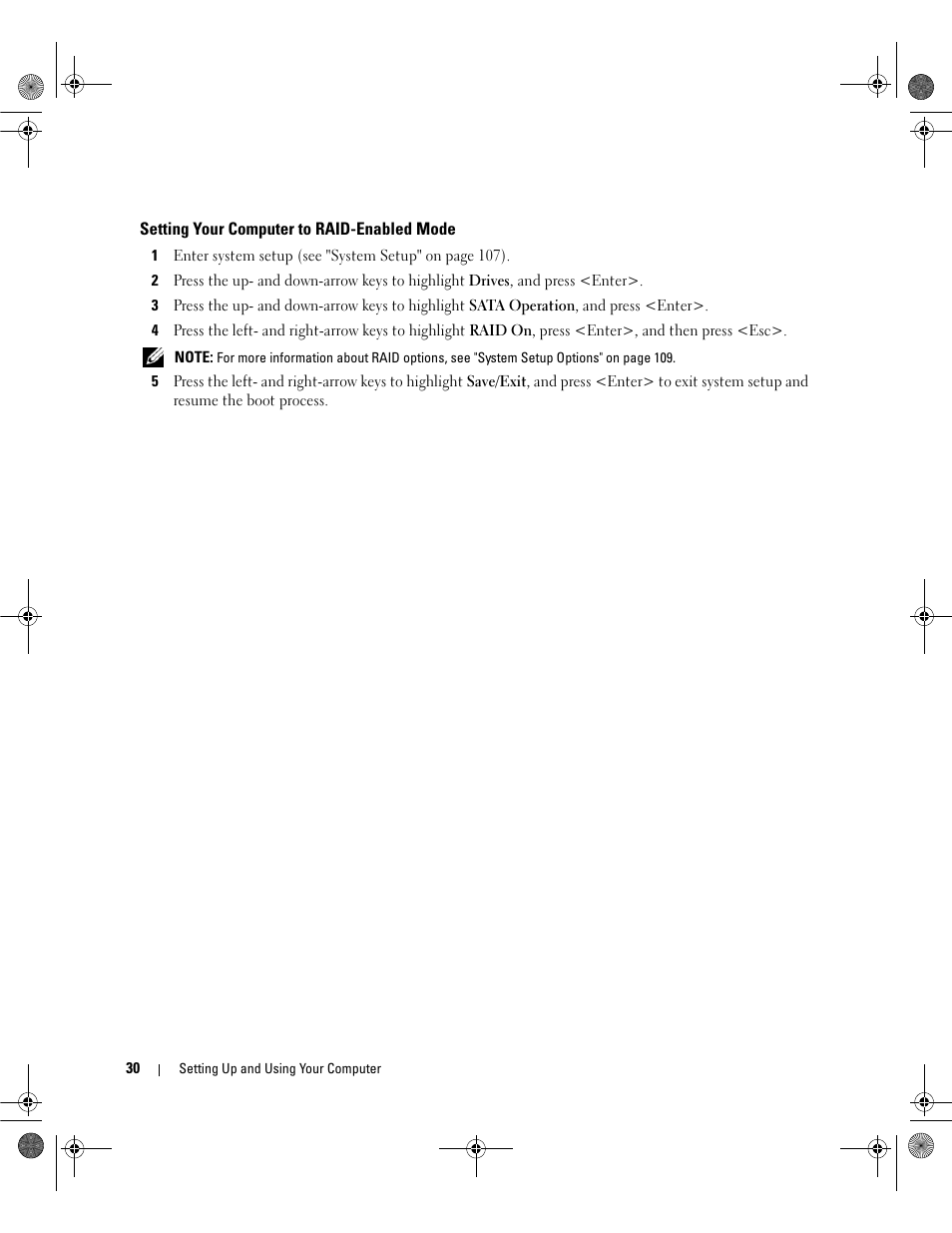 Setting your computer to raid-enabled mode | Dell Dimension 5150/E510 User Manual | Page 30 / 142