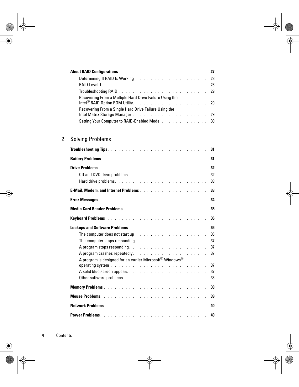 2solving problems | Dell Dimension 5150/E510 User Manual | Page 4 / 142