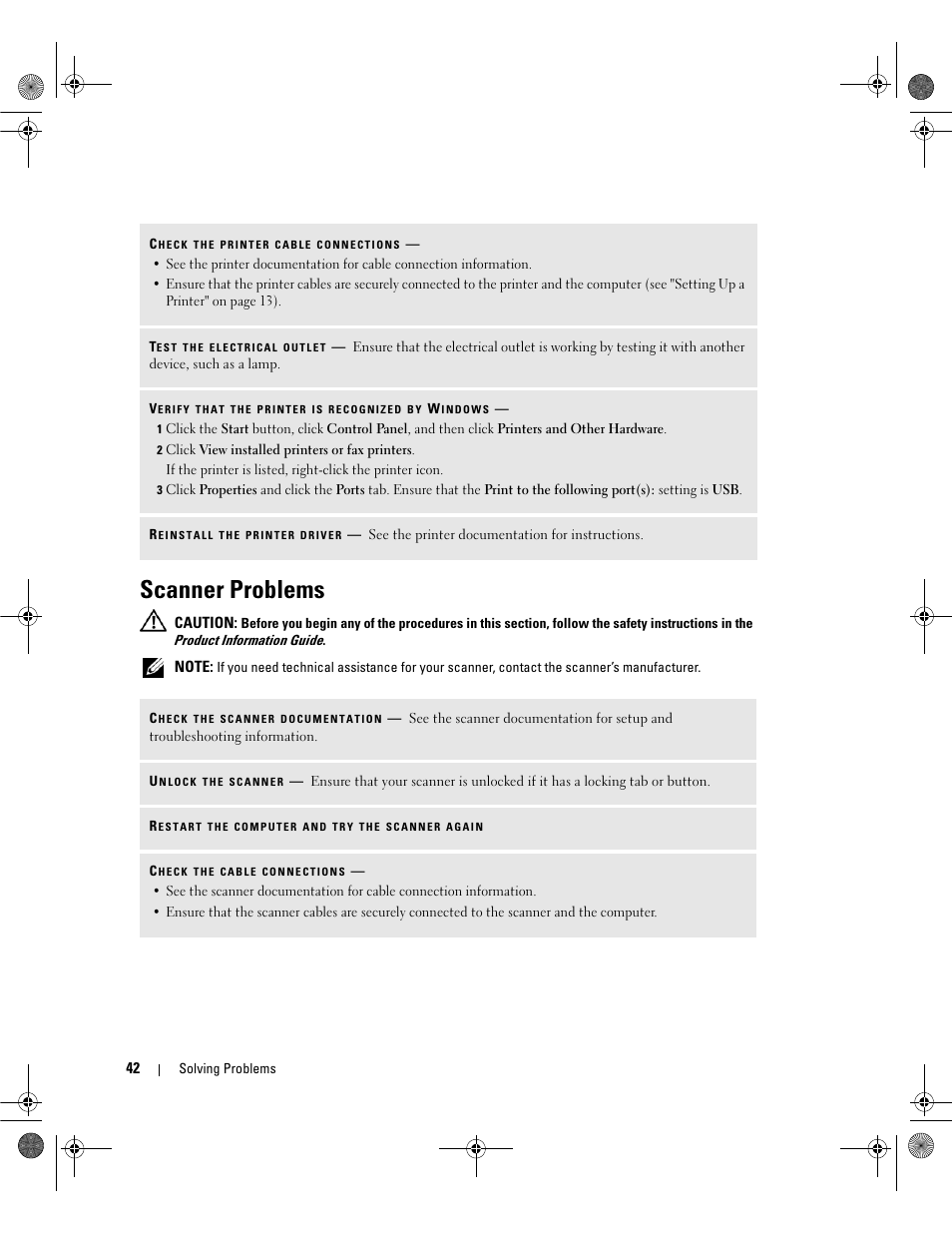 Scanner problems | Dell Dimension 5150/E510 User Manual | Page 42 / 142
