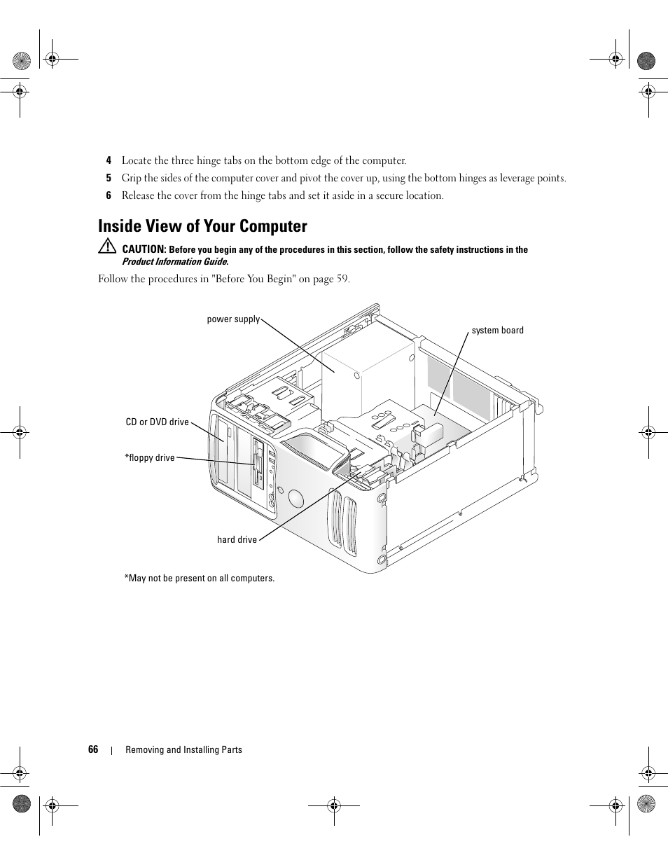 Inside view of your computer | Dell Dimension 5150/E510 User Manual | Page 66 / 142