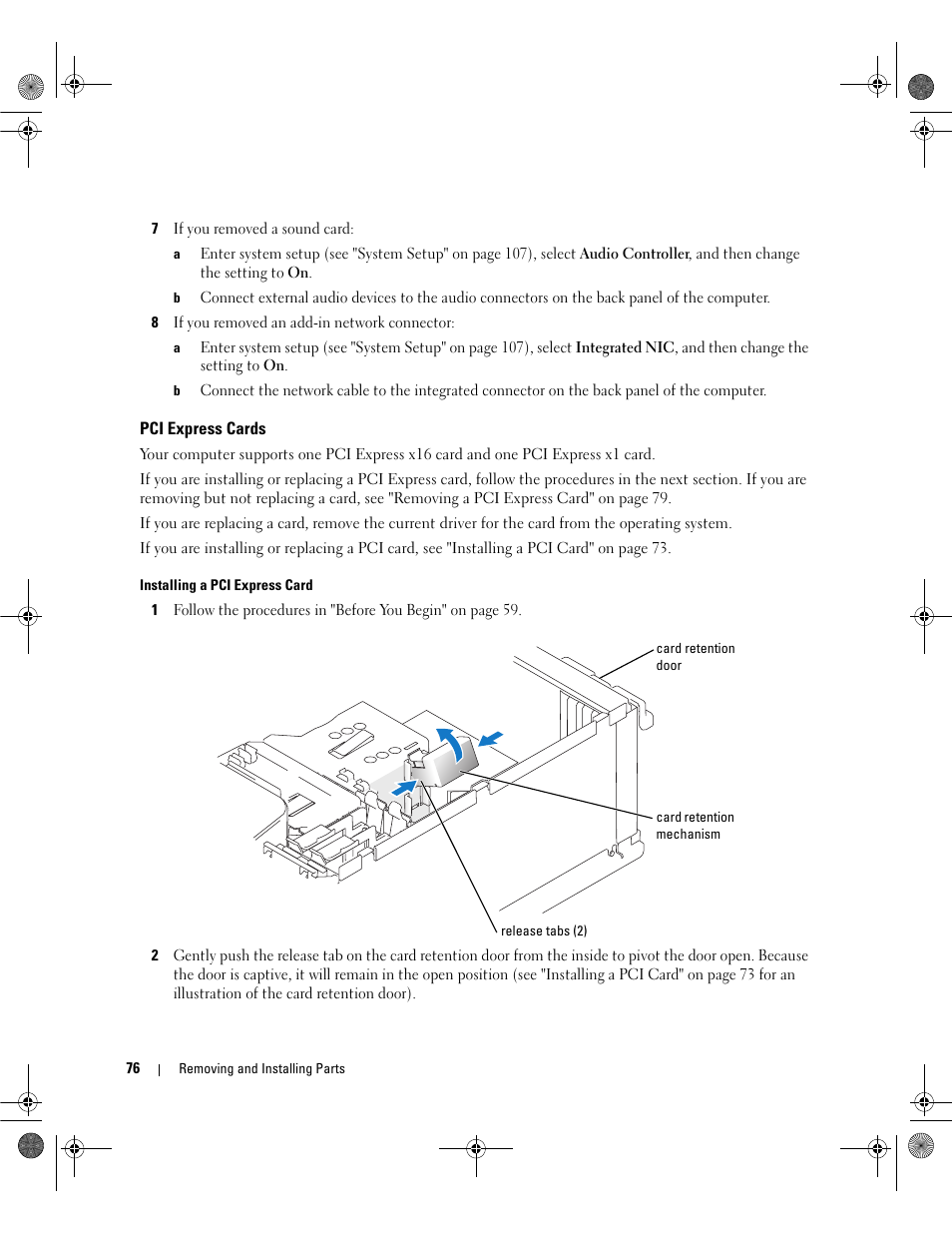 Pci express cards | Dell Dimension 5150/E510 User Manual | Page 76 / 142