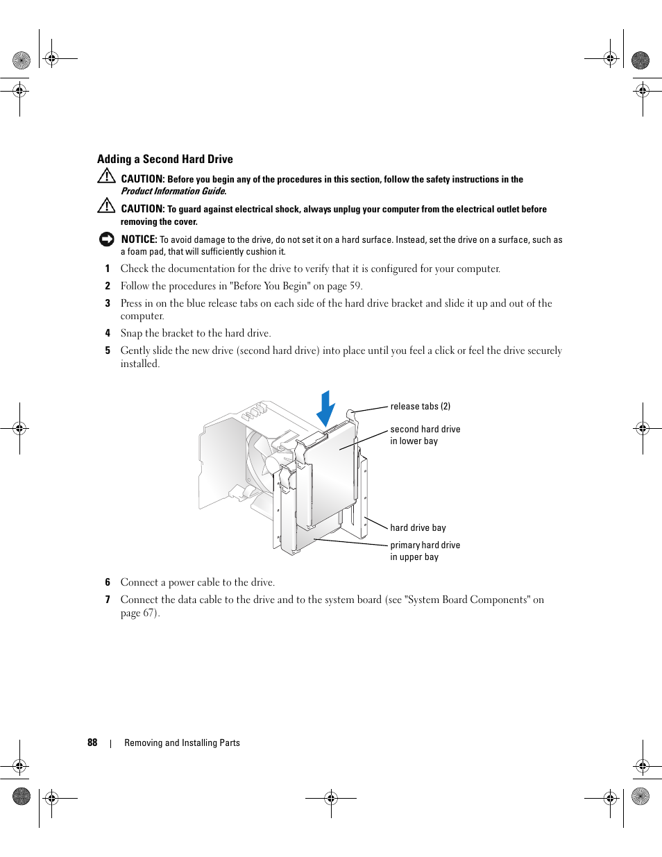 Adding a second hard drive | Dell Dimension 5150/E510 User Manual | Page 88 / 142