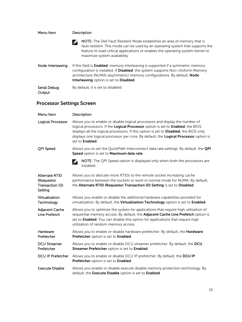 Processor settings screen | Dell PowerEdge VRTX User Manual | Page 15 / 159
