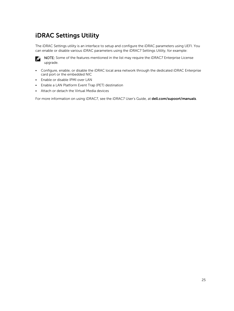 Idrac settings utility | Dell PowerEdge VRTX User Manual | Page 25 / 159