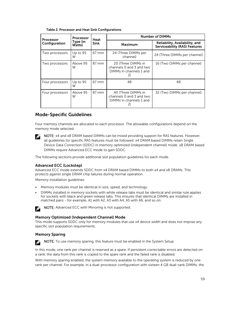 Mode-specific guidelines | Dell PowerEdge VRTX User Manual | Page 59 / 159