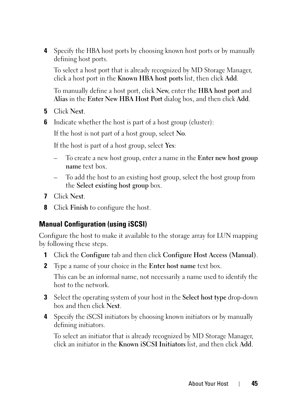 Manual configuration (using iscsi) | Dell PowerVault MD3000 User Manual | Page 45 / 120
