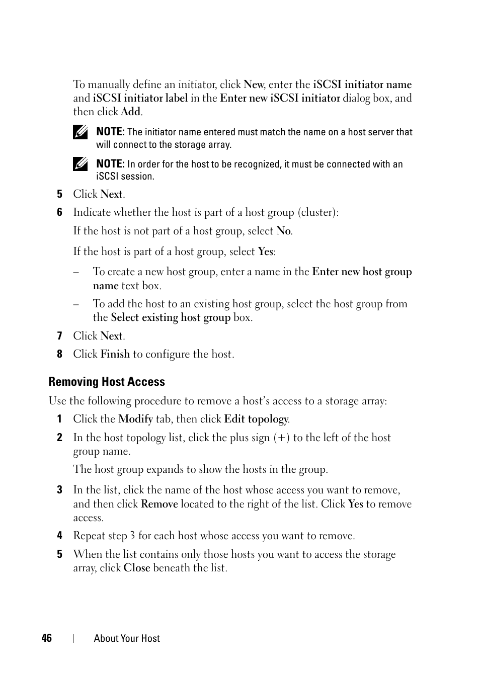 Removing host access | Dell PowerVault MD3000 User Manual | Page 46 / 120