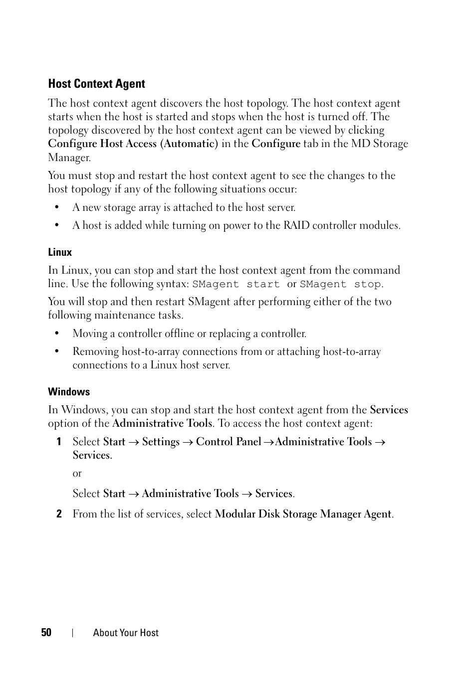 Host context agent | Dell PowerVault MD3000 User Manual | Page 50 / 120