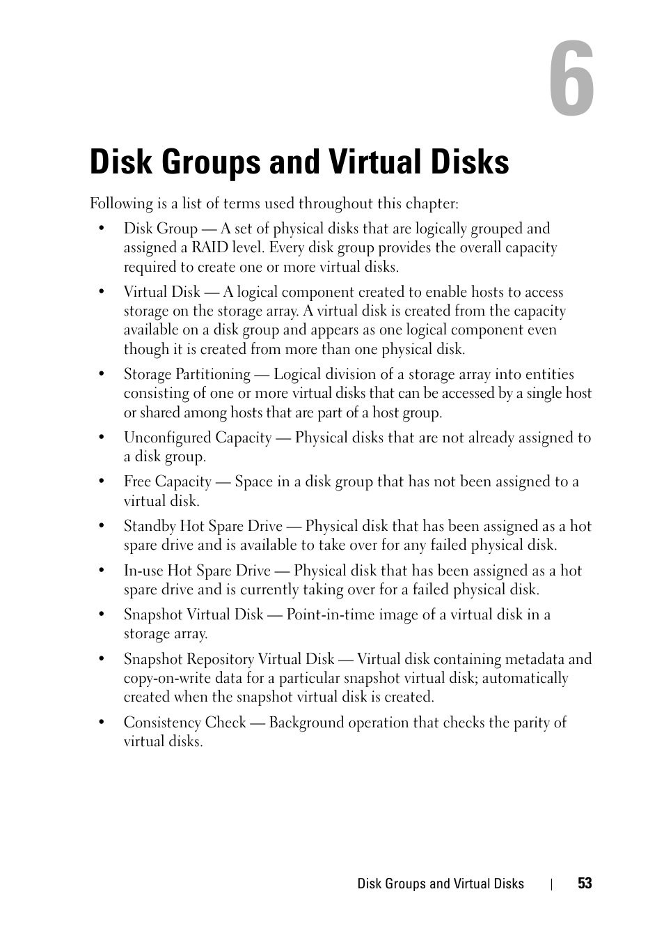 Disk groups and virtual disks | Dell PowerVault MD3000 User Manual | Page 53 / 120