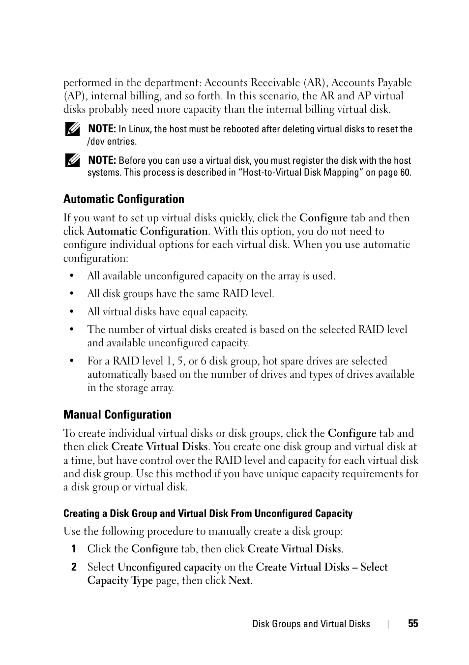 Automatic configuration, Manual configuration, See "manual configuration" on | Dell PowerVault MD3000 User Manual | Page 55 / 120