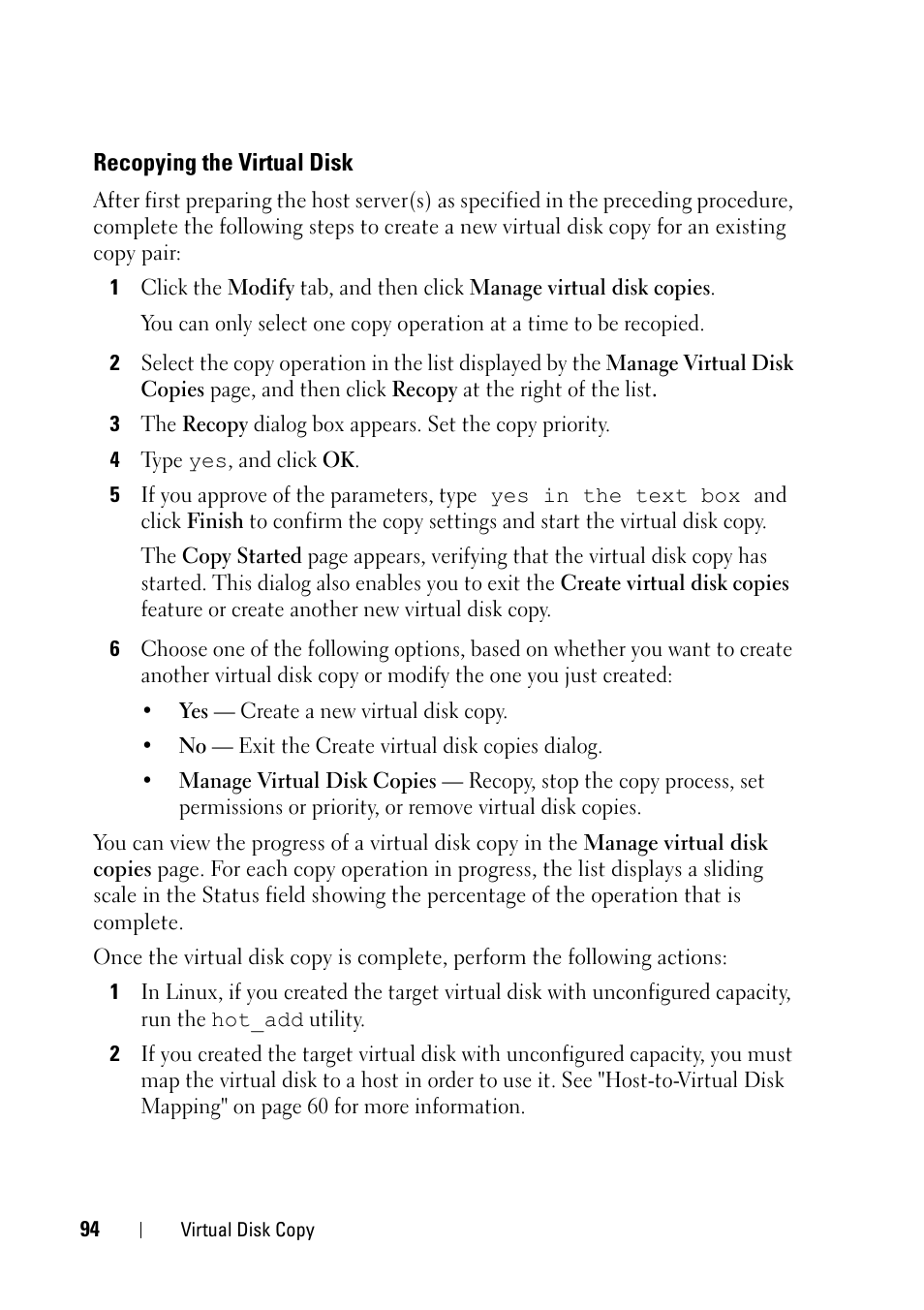 Recopying the virtual disk | Dell PowerVault MD3000 User Manual | Page 94 / 120