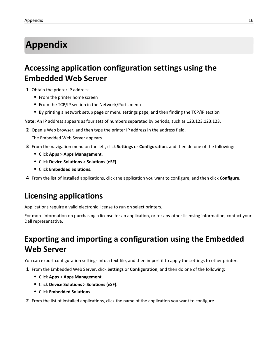 Appendix, Licensing applications | Dell B3465dnf Mono Laser Multifunction Printer User Manual | Page 16 / 24