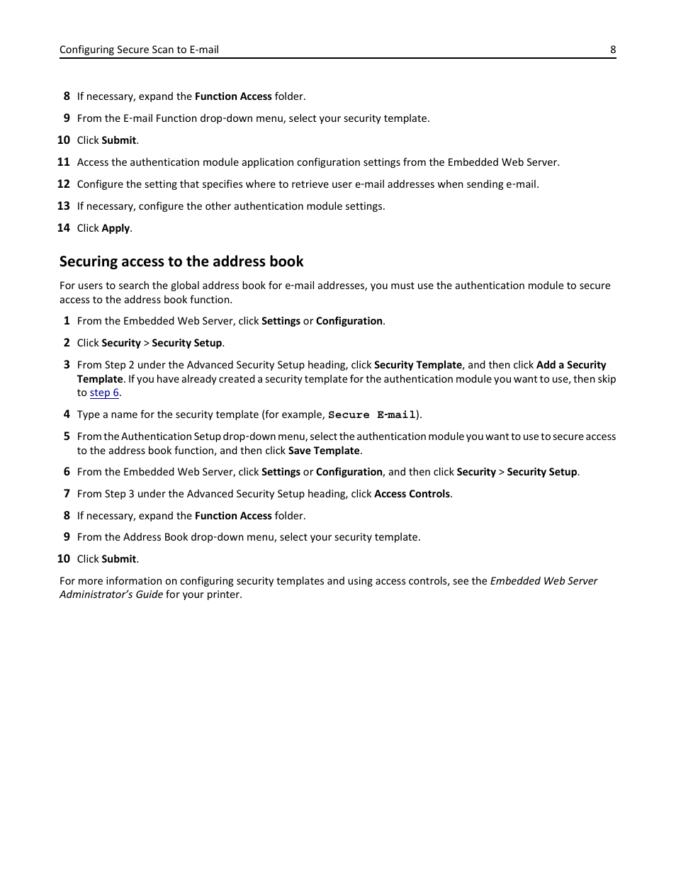 Securing access to the address book | Dell B3465dnf Mono Laser Multifunction Printer User Manual | Page 8 / 24