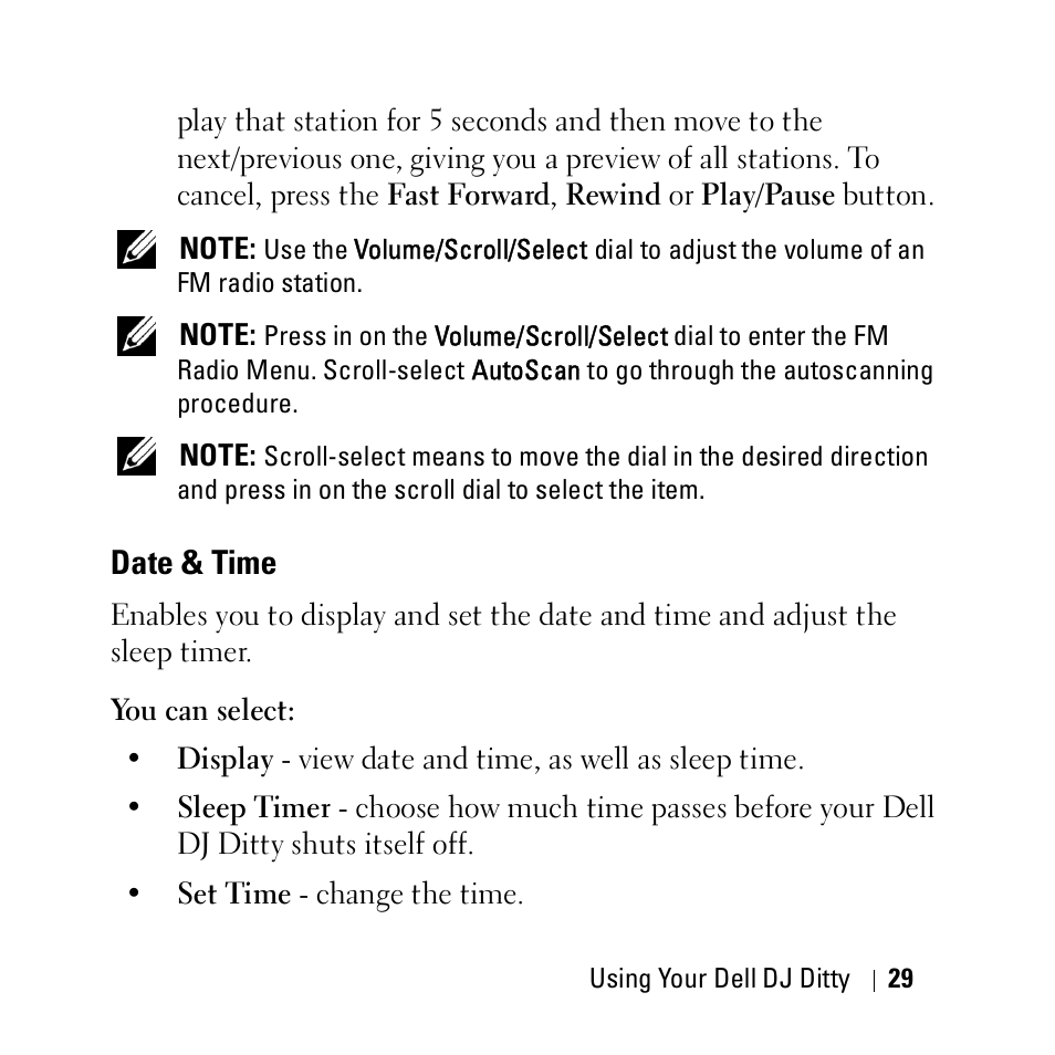 Date & time | Dell DJ Ditty User Manual | Page 29 / 70