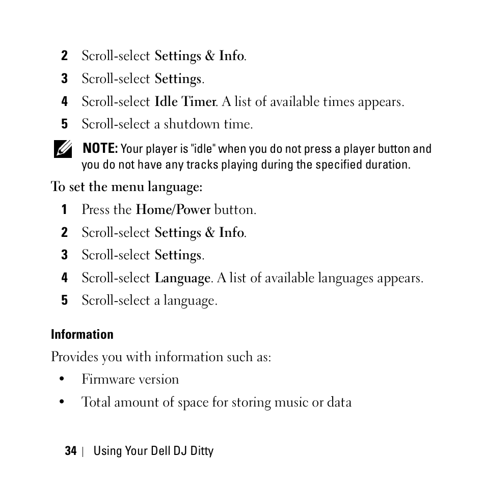Information | Dell DJ Ditty User Manual | Page 34 / 70